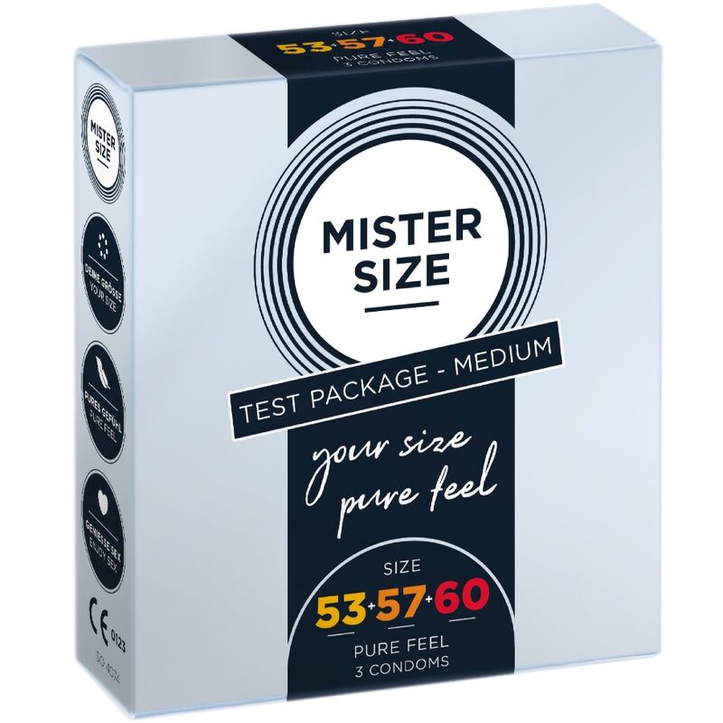MISTER SIZE - MUSTERPACKUNG KONDOME GRÖSSE 53-57-60 MM (3 EINHEITEN)