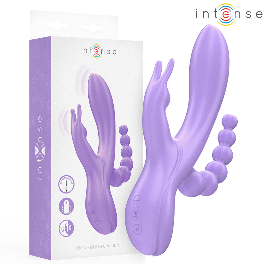 INTENSE - MIKO DREIFACHVIBRATOR RABBIT  STIMULATOR  ANAL 7 VIBRATIONEN LILA