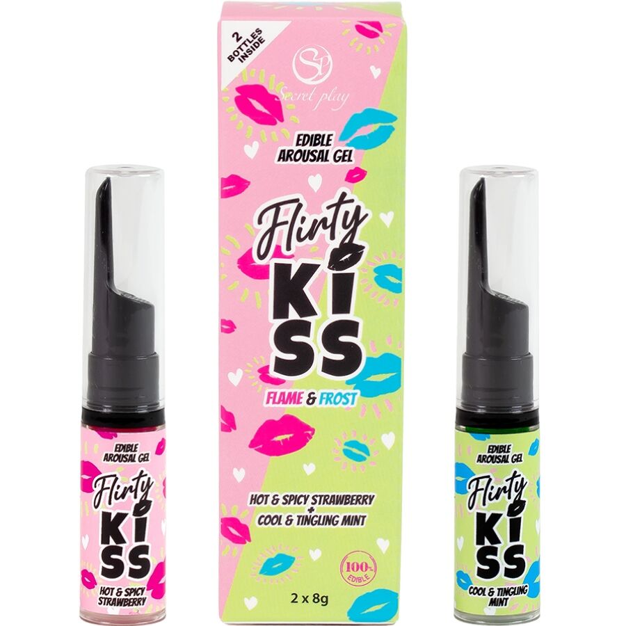 SECRETPLAY - FLIRTY KISS GELS MIT ORALEN SEX-EFFEKTEN ERDBEERE  MINZE 2 x 8 GR