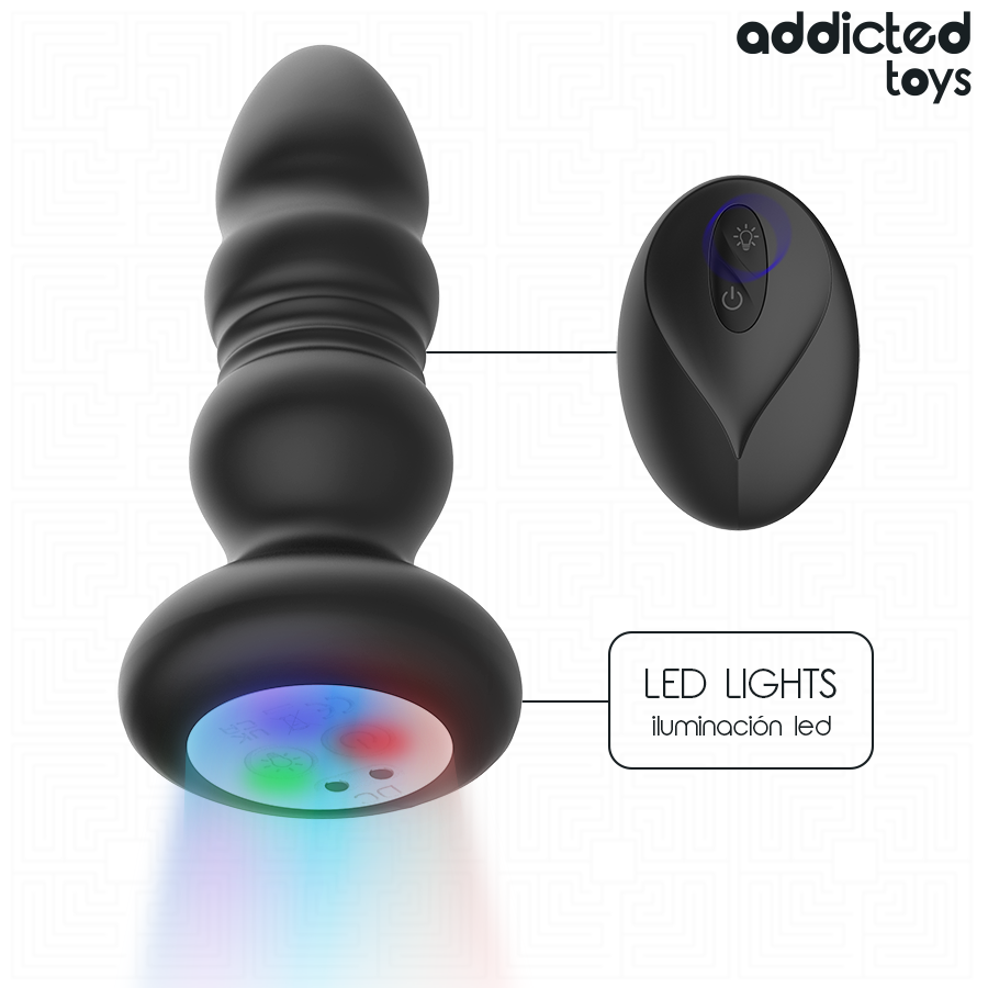 ADDICTED TOYS  ROTIERENDER VIBRIERENDER ANALPLUG MIT LED-LICHT UND FERNBEDIENUNG