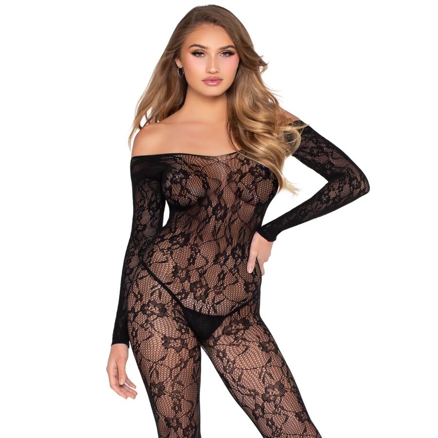 LEG AVENUE - 89366 SPITZEN-DESSOUS-BODYSTOCKING, SCHWARZ - EINHEITSGRÖSSE