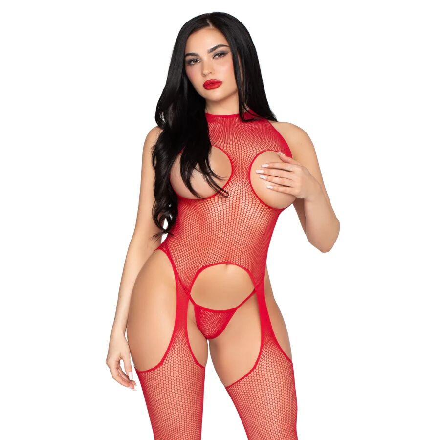 LEG AVENUE - 89374 CUPLESS BODYSTOCKING UND PANTY RED - EINHEITSGRÖSSE