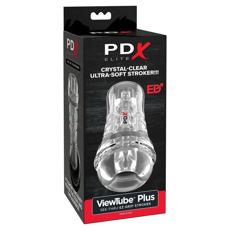 PDX ELITE VIEWTUBE PLUS TRANSPARENTER STROKER MIT DURCHSICHT UND EZ-GRIP, 21 CM