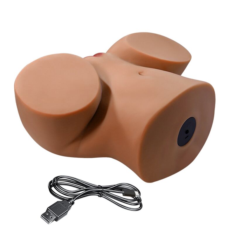 CRAZY BULL - REALISTISCHER WEIBLICHER TORSO-MASTURBATOR MIT DOPPELEINTRITT, VIBRATIONS- UND SAUGFUNKTION, NATURFARBE