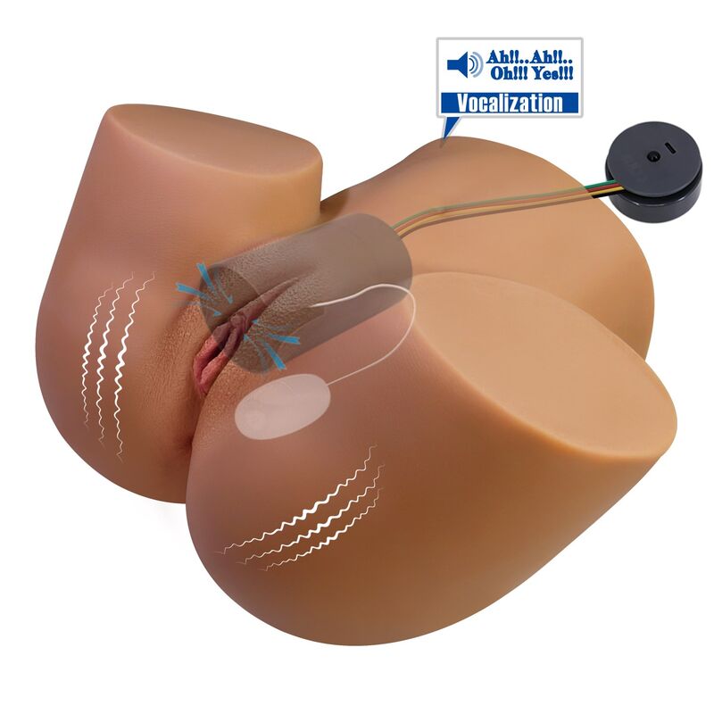 CRAZY BULL - REALISTISCHER WEIBLICHER TORSO-MASTURBATOR MIT DOPPELEINTRITT, VIBRATIONS- UND SAUGFUNKTION, NATURFARBE