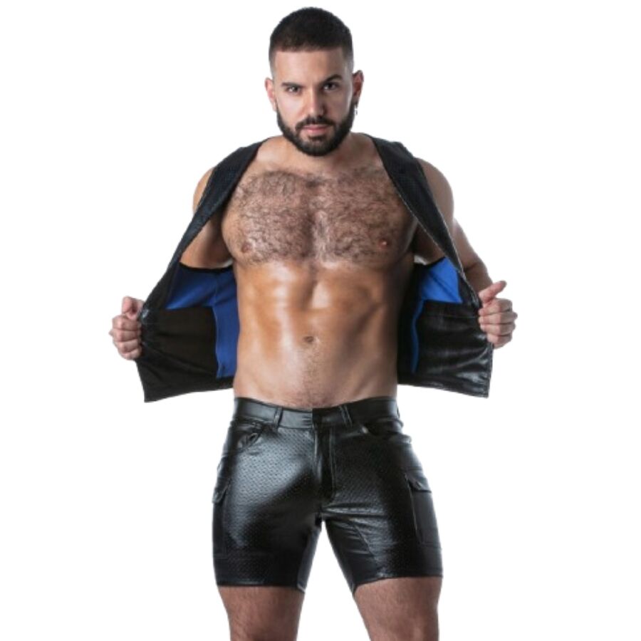 LOCKER GEAR - PUNCH HOLE LEATHERETTE CHALECO AZUL S
